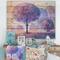 Designart - Colourful Trees Impression II - Traditional Print on Natural Pine Wood